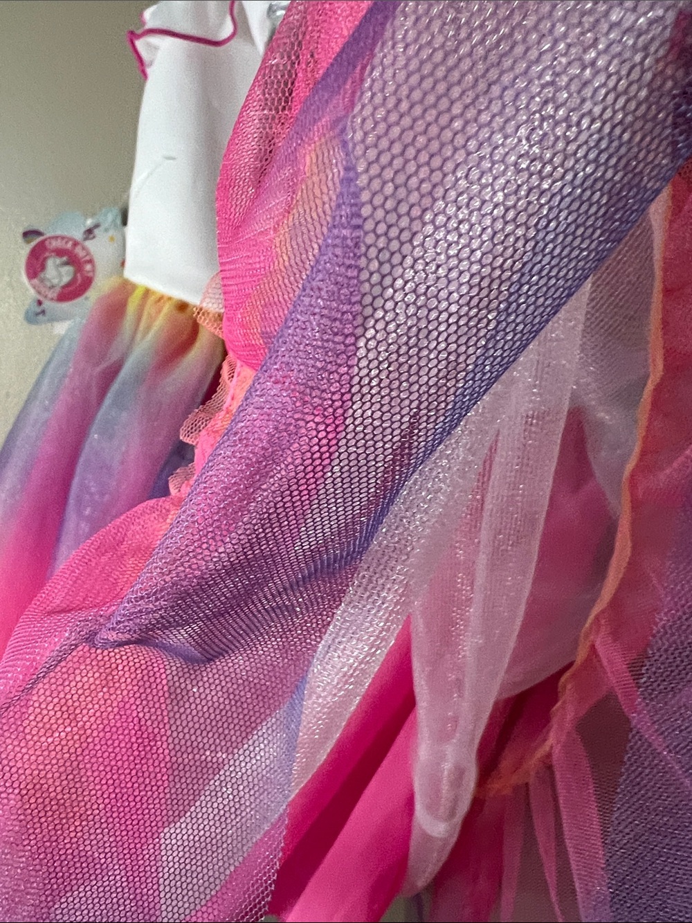 Nickelodeon White Hooded Unicorn Dress with Pink, Purple and Yellow Tulle Skirt - Picture 7 of 8